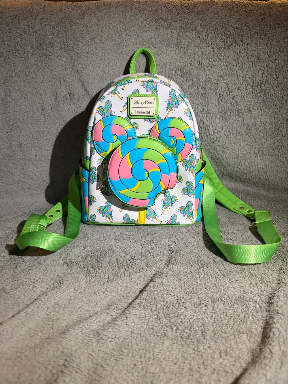 Loungefly Disney Parks Green Lollipop Mini Backpack. Disney Eats Collection